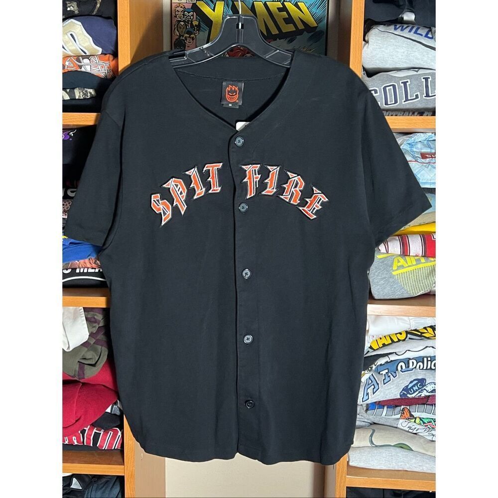 Spitfire Men’s Button Baseball Logo Embroidered Skater Shirt